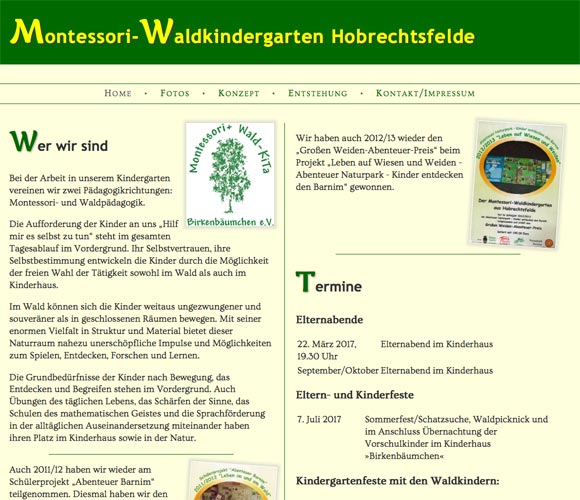 www.montessori-waldkindergarten.de Screenshot
